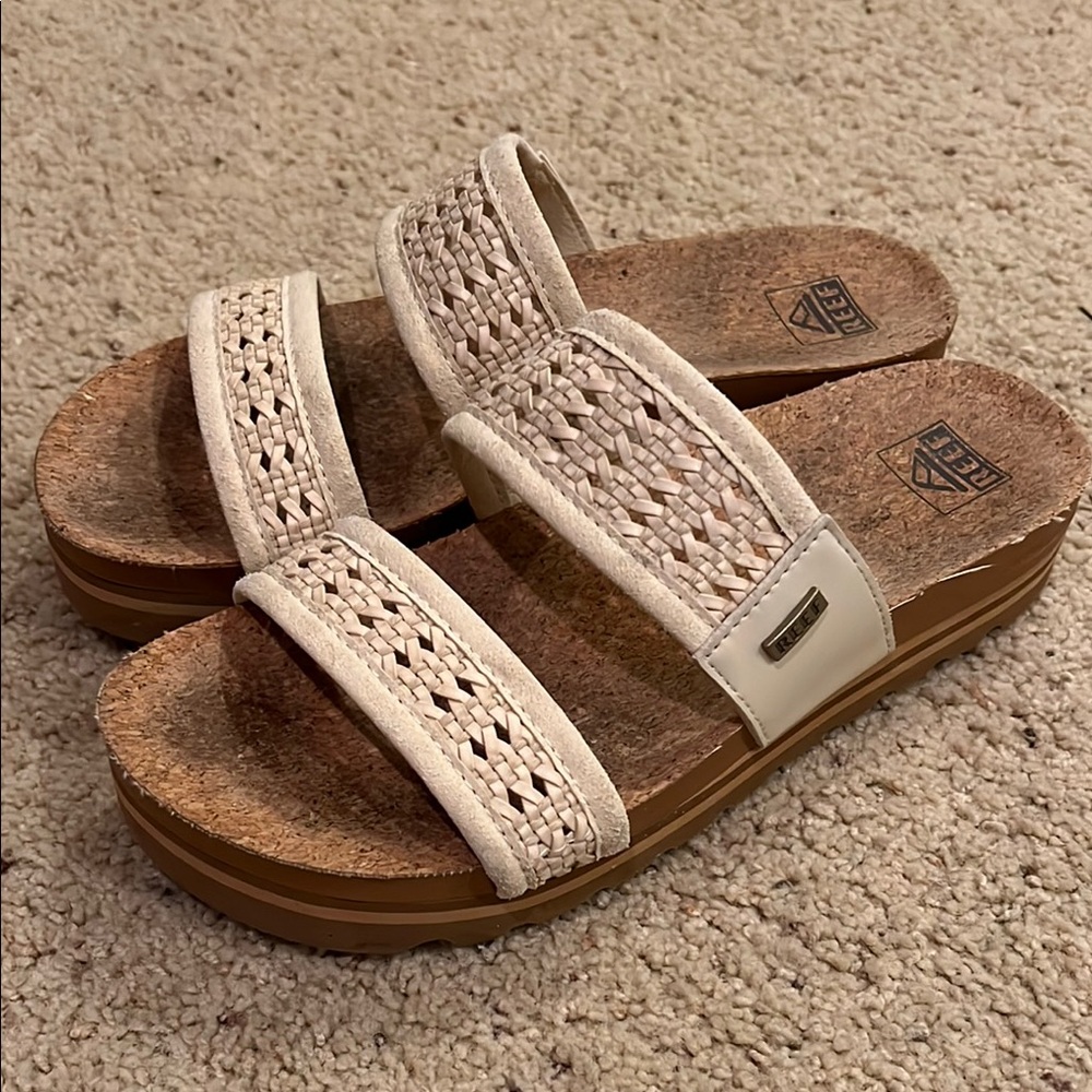 Reef Vista High woven women’s slides sandals size 10